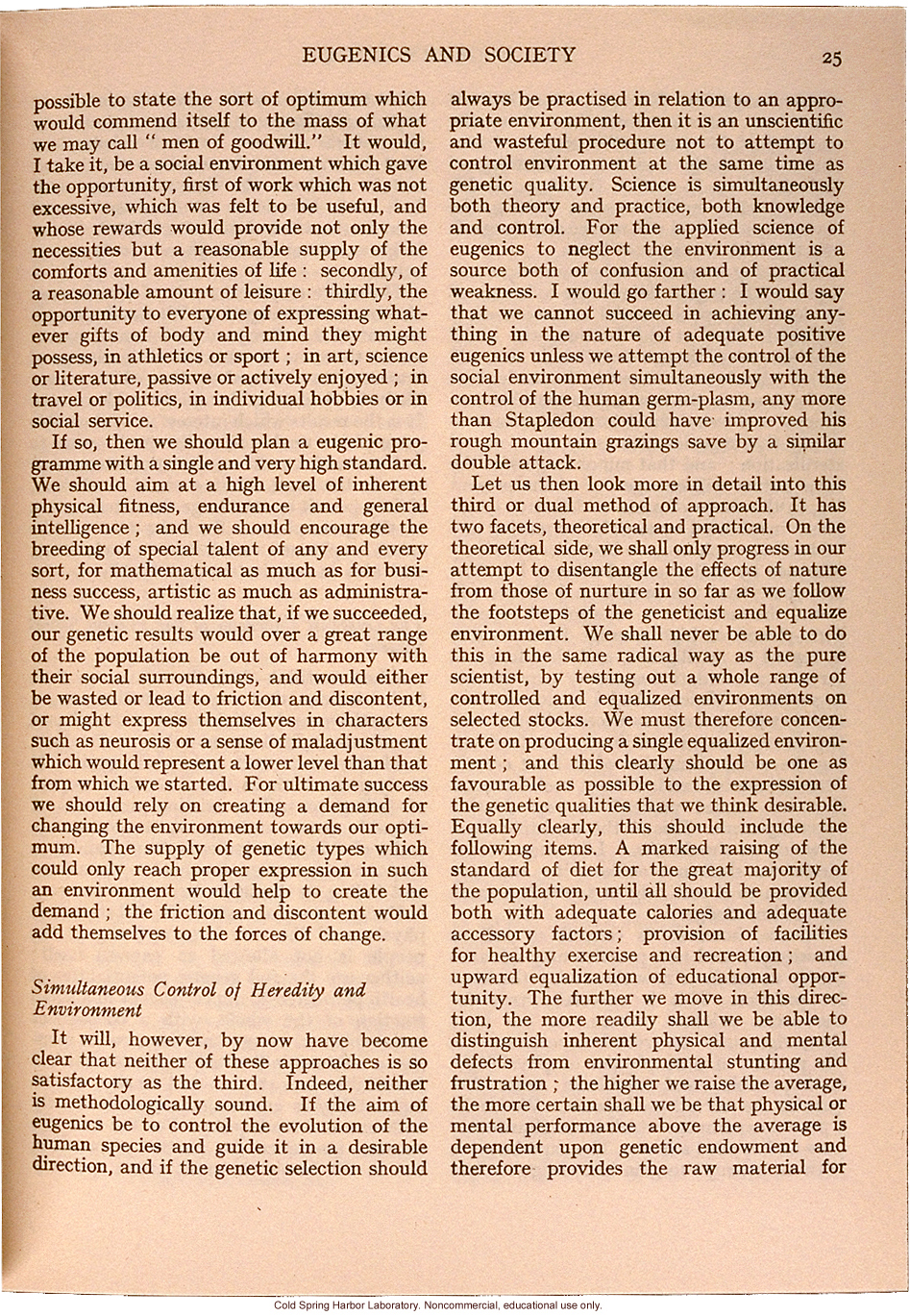 &quote;Eugenics and Society&quote; (The Galton Lecture given to the Eugenics Society), by Julian S. Huxley, Eugenics Review (vol 28:1)