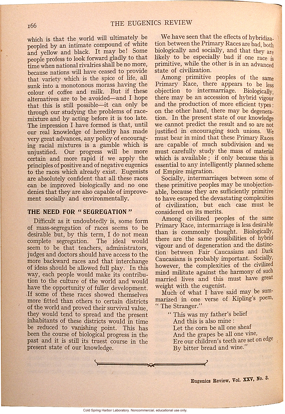 &quote;Race Mixture,&quote; by K.B. Aikman, Eugenics Review (vol. 25:3)