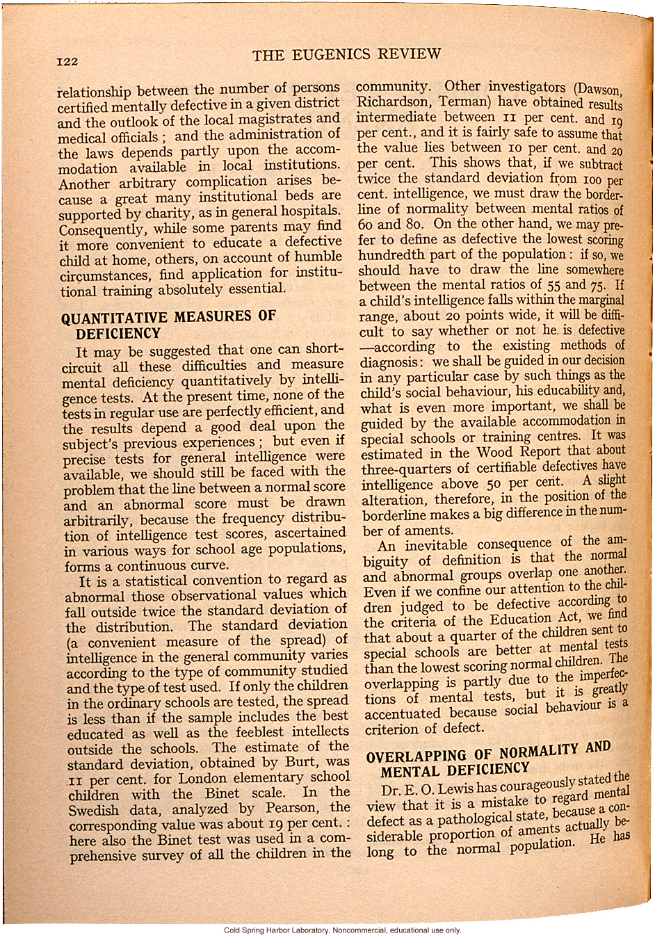 &quote;The Complex Determinants of Amentia,&quote; by L.S. Penrose, Eugenics Review (vol. 26:2)