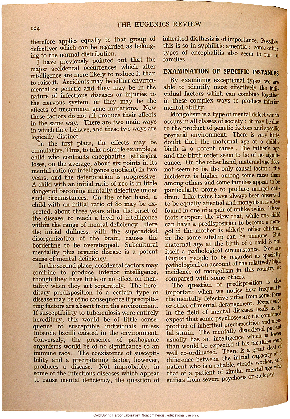 &quote;The Complex Determinants of Amentia,&quote; by L.S. Penrose, Eugenics Review (vol. 26:2)