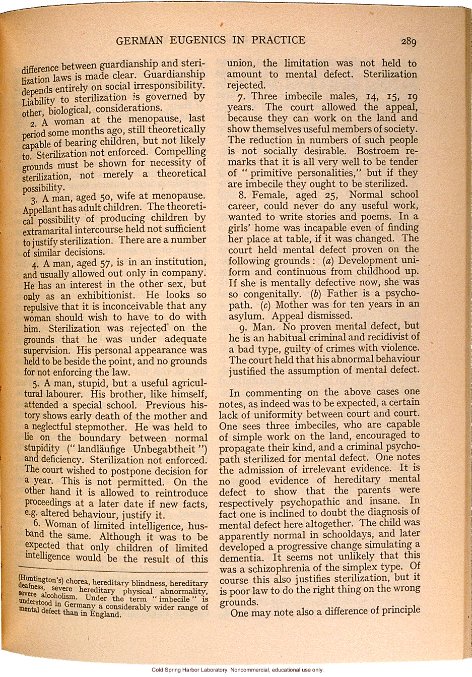 &quote;German Eugenics in Practice,&quote; by Eliot Slater, Eugenics Review (vol. 27:4), ambivalent review of sterilization and marriage laws