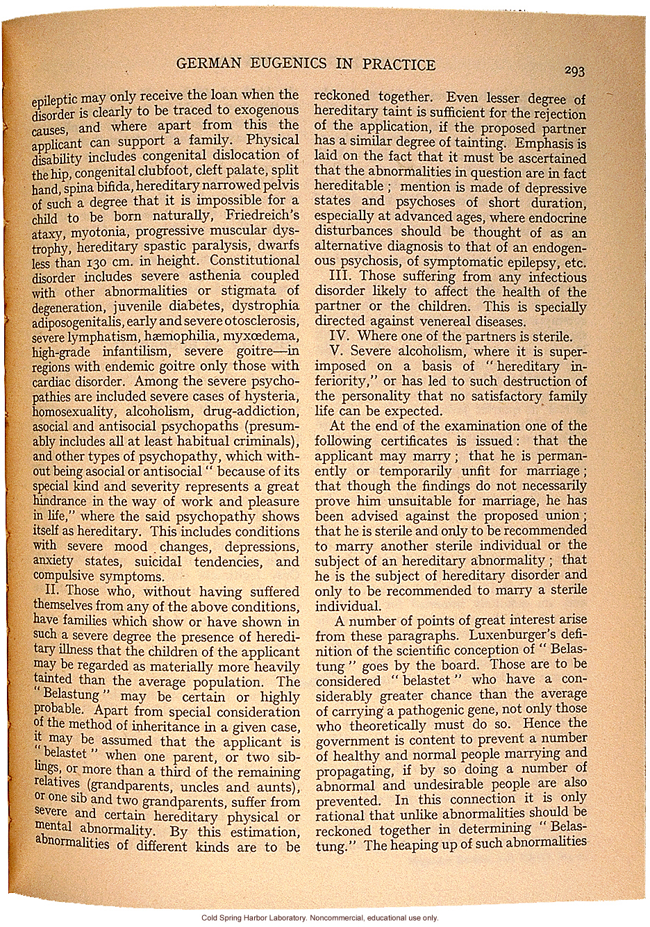 &quote;German Eugenics in Practice,&quote; by Eliot Slater, Eugenics Review (vol. 27:4), ambivalent review of sterilization and marriage laws