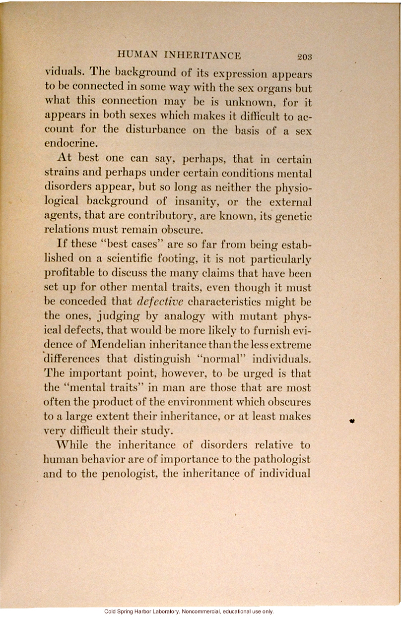 &quote;The Inheritance of Mental Traits,&quote; from Evolution and Genetics, by Thomas H. Morgan, an early criticism of eugenics in an important text