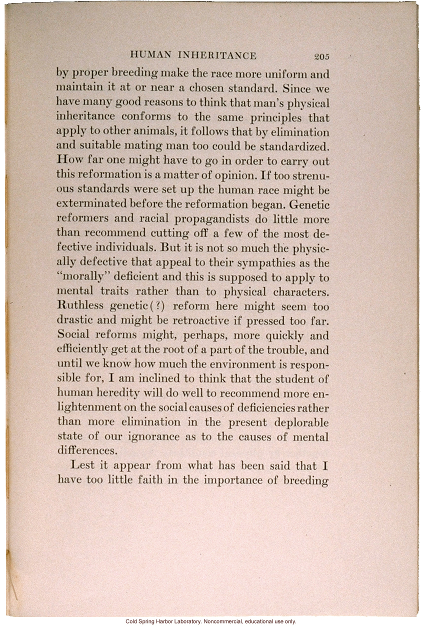 &quote;The Inheritance of Mental Traits,&quote; from Evolution and Genetics, by Thomas H. Morgan, an early criticism of eugenics in an important text