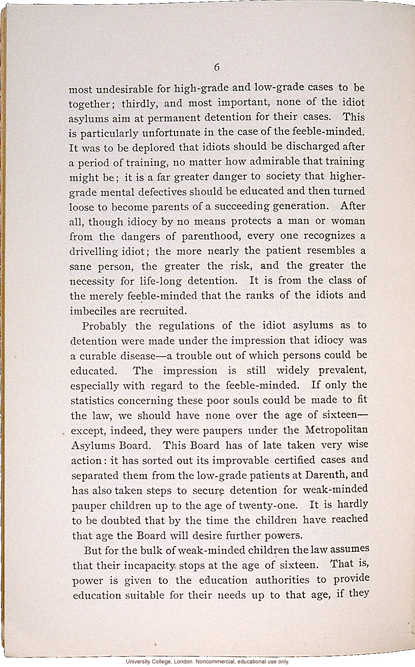 &quote;The Feeble Minded,&quote; by Mary Dendy, Economic Review (July 1903)