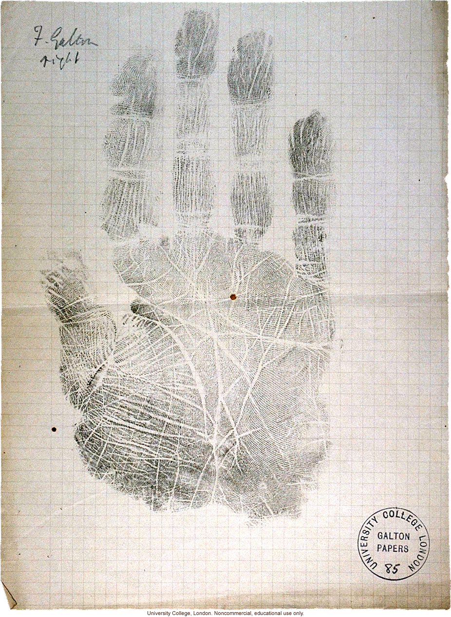 Francis Galton's right hand print