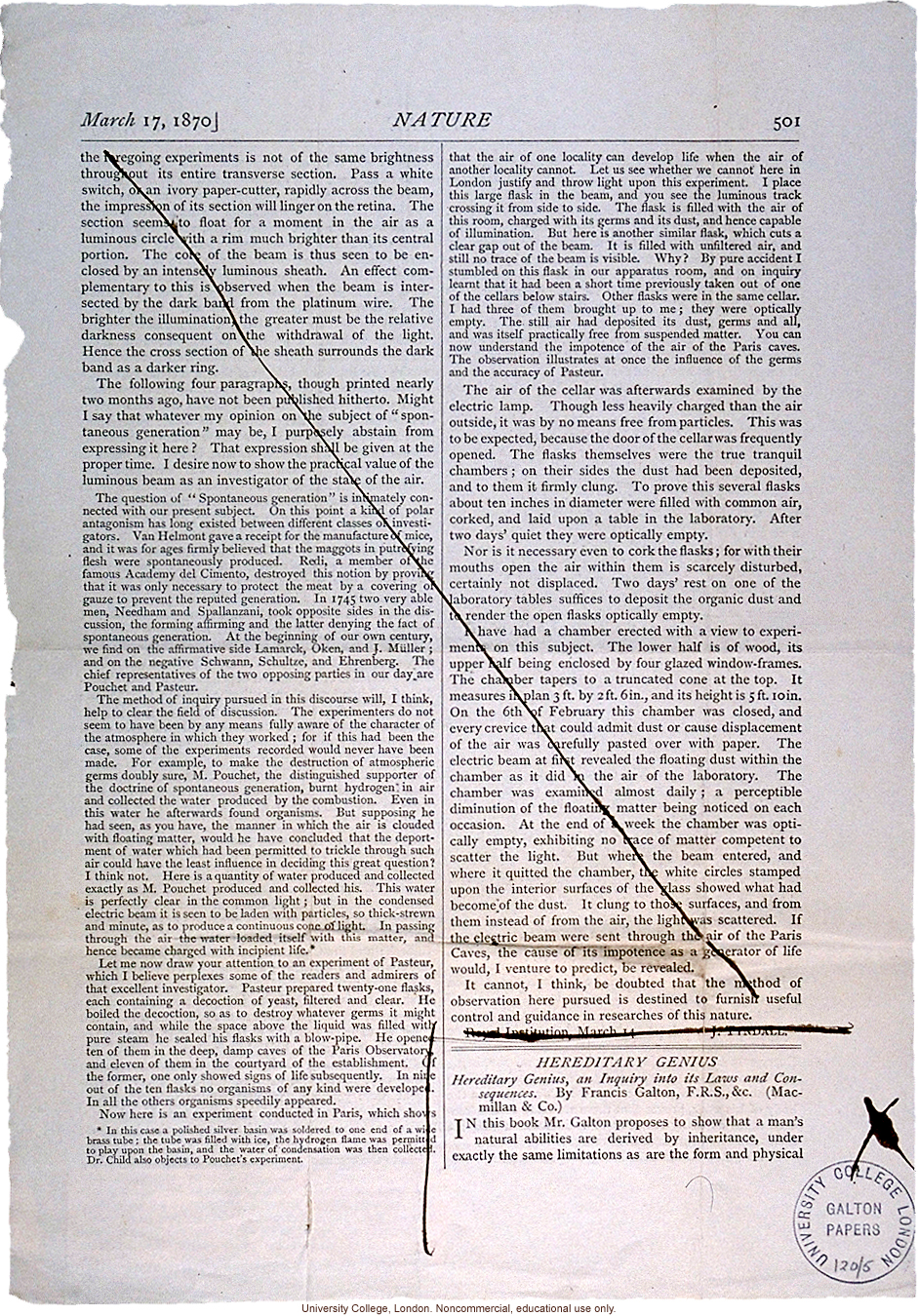 Review of <i> Hereditary Genius</i>, <i>Nature</i> (3/17/1870)