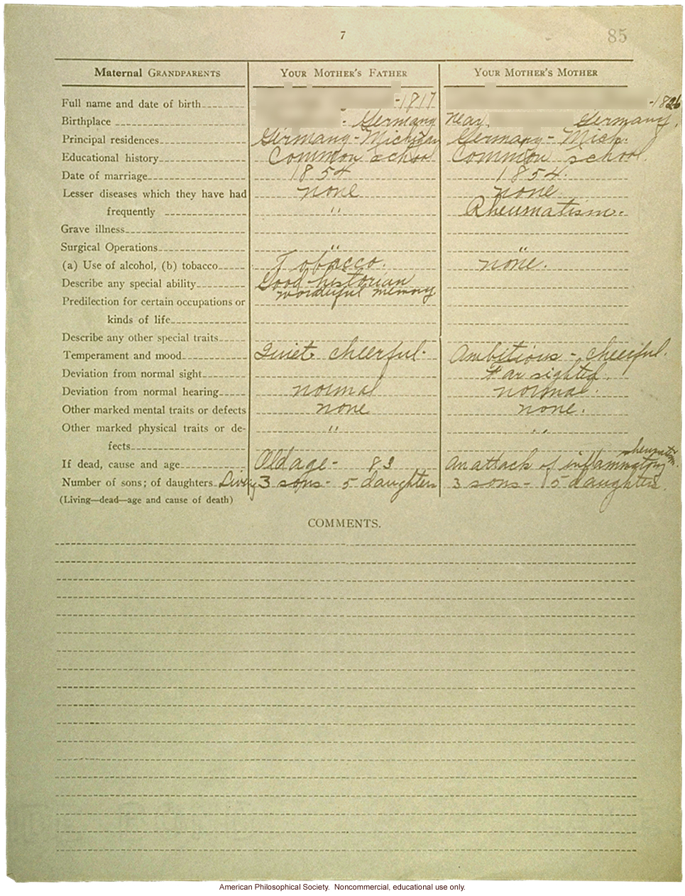 Eugenics registry of the Race Betterment Foundation, Battle Creek, MI