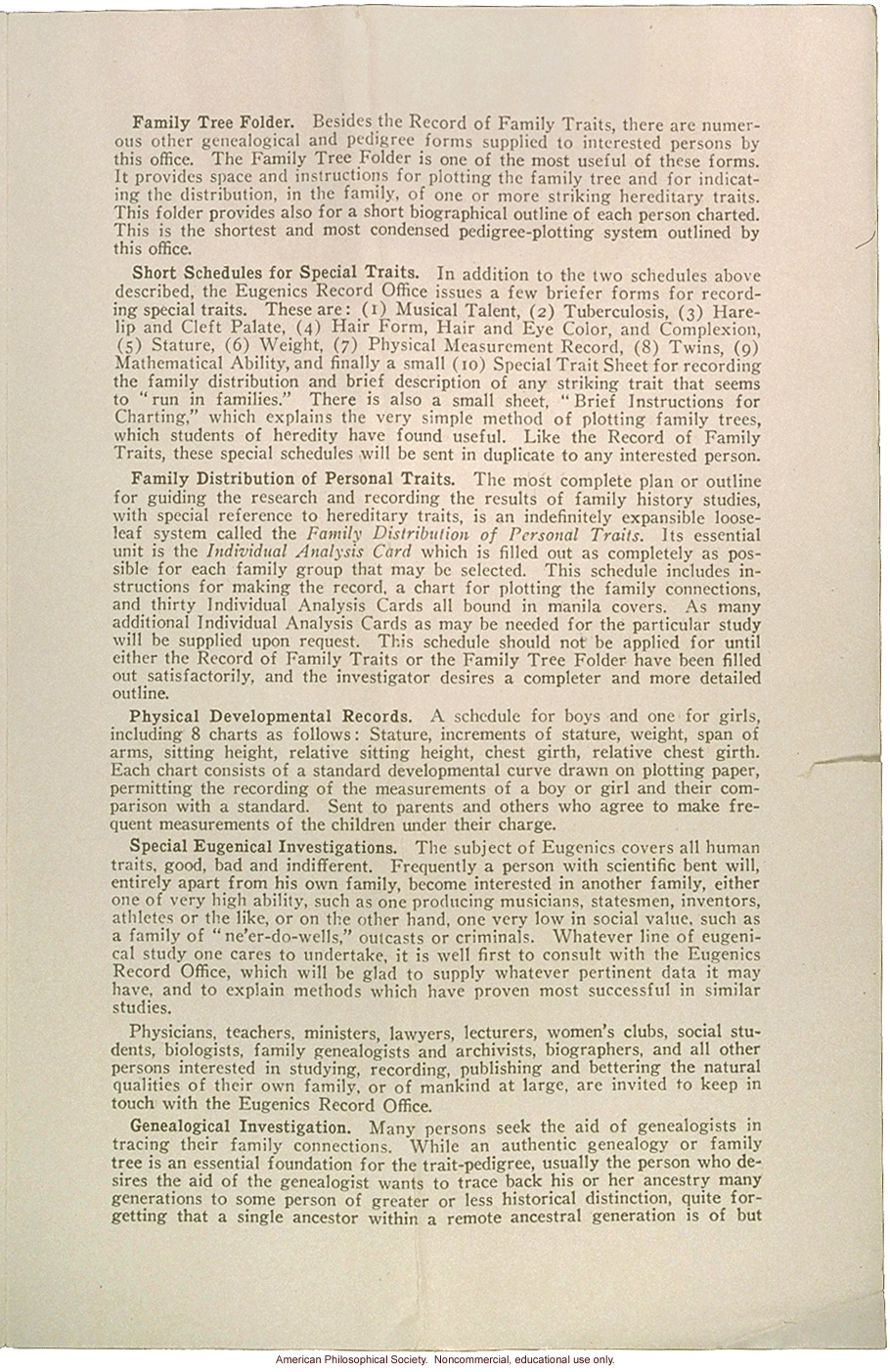 &quote;Eugenics seeks to improve the natural, physical, mental and tempermental qualities of the human family,&quote; Eugenics Record Office