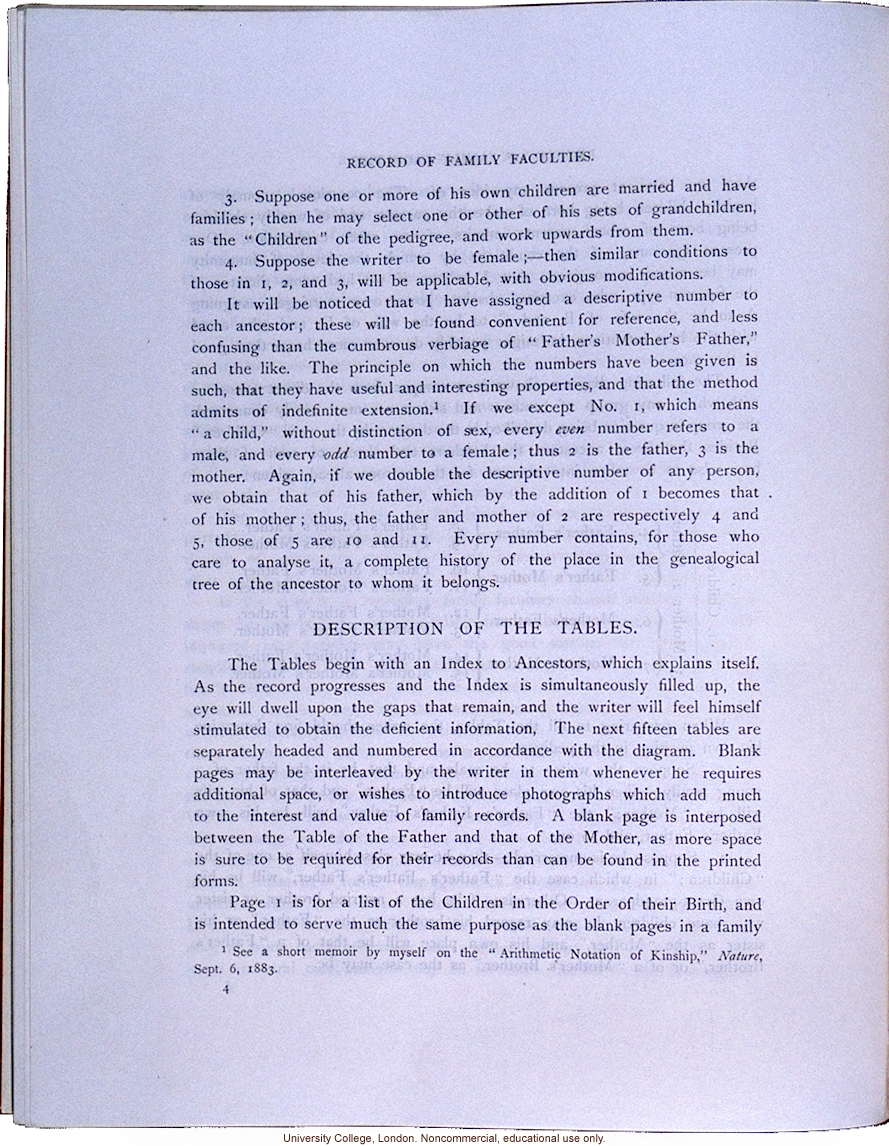 <i>Record of Family Faculties</i>, by Francis Galton (compiled with completed family pedigree forms), selected pages