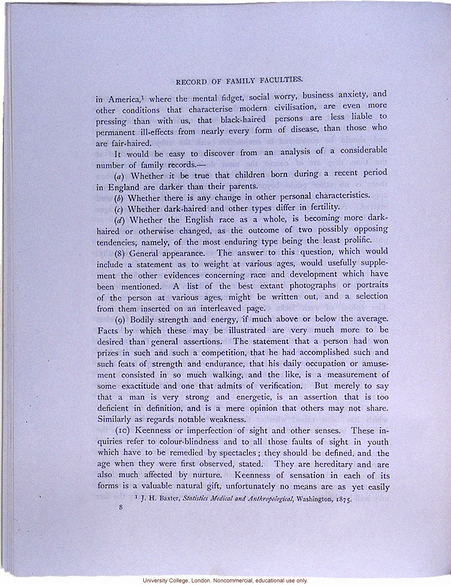 <i>Record of Family Faculties</i>, by Francis Galton (compiled with completed family pedigree forms), selected pages