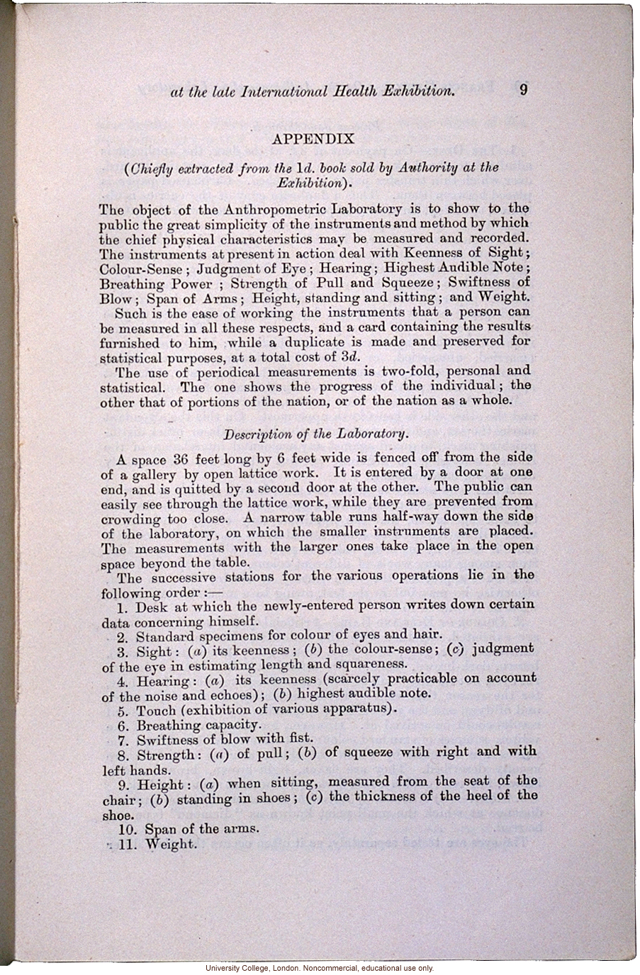&quote;On the Anthropometric Laboratory at the late International Health Exhibition,&quote; by Francis Galton