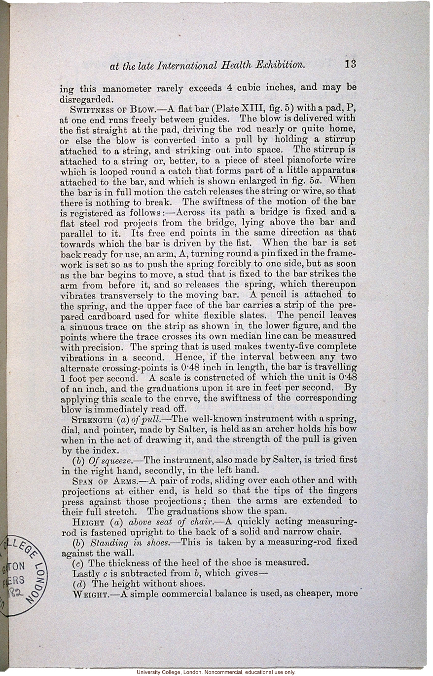 &quote;On the Anthropometric Laboratory at the late International Health Exhibition,&quote; by Francis Galton