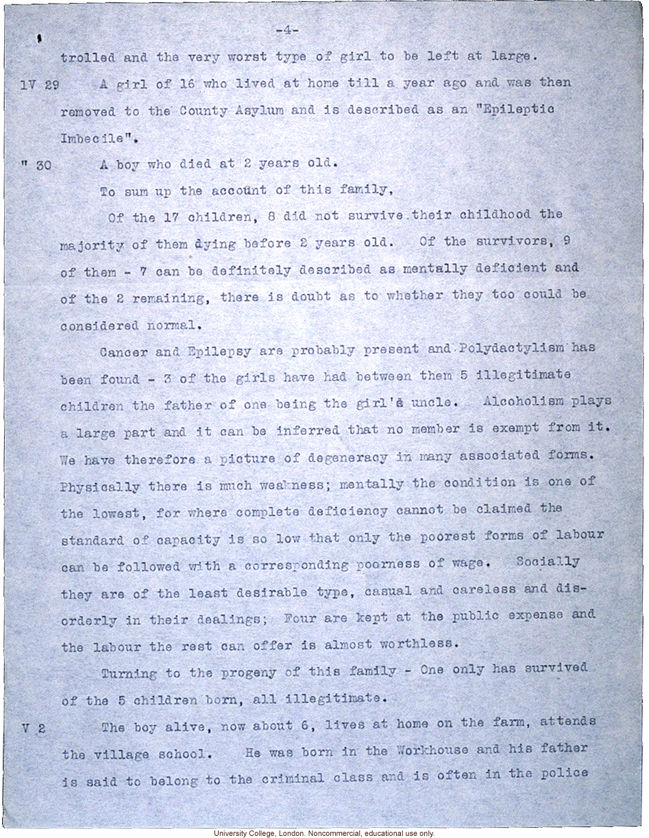 &quote;Mental Deficiency Pedigree,&quote; a multigenerational study of a rural family by the British National Association for the Feebleminded