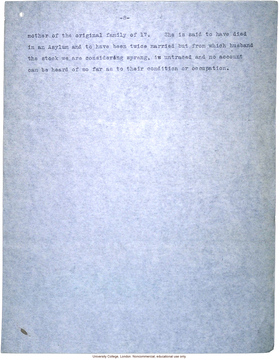 &quote;Mental Deficiency Pedigree,&quote; a multigenerational study of a rural family by the British National Association for the Feebleminded