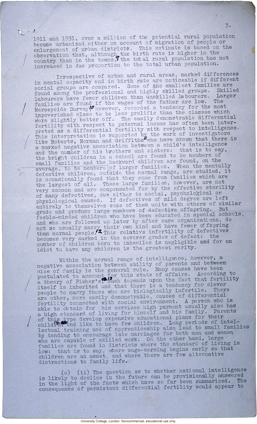 &quote;Is Our National Intelligence Declining?&quote; L.S. Penrose, Opening Session of 5th Biennial Conference on Mental Health (1/12/39)