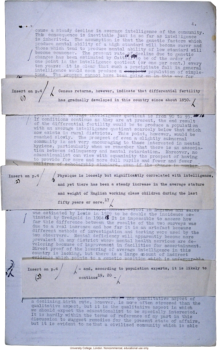 &quote;Is Our National Intelligence Declining?&quote; L.S. Penrose, Opening Session of 5th Biennial Conference on Mental Health (1/12/39)