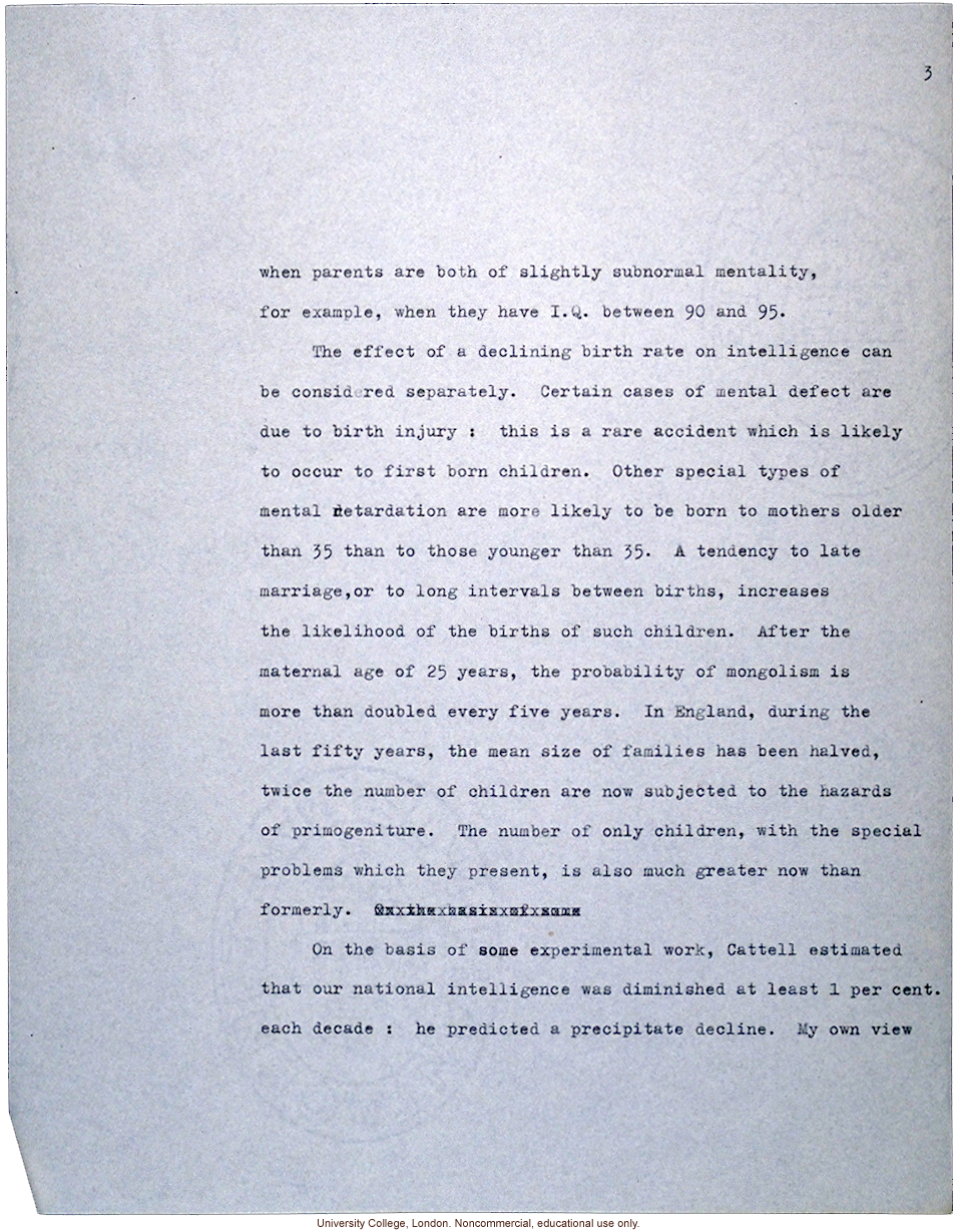 &quote;Is our national intelligence declining? The genetic point of view.&quote; L.S. Penrose