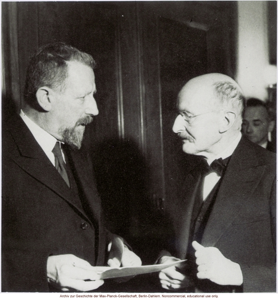 Eugen Fischer, Director of the Kaiser-Wilhelm Institute for Anthropology, Human Genetics, and Eugenics (1927-1942), with physicist Max Planck