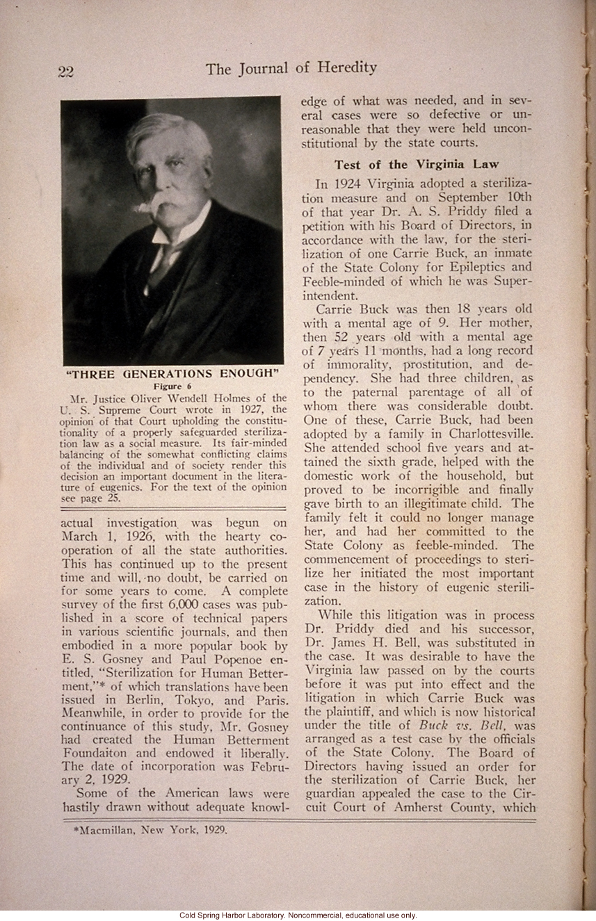 &quote;The Progress of Eugenical Sterilization,&quote; by Paul Popenoe, <i>Journal of Heredity</i> (vol. 25:1), including journal cover and contents page