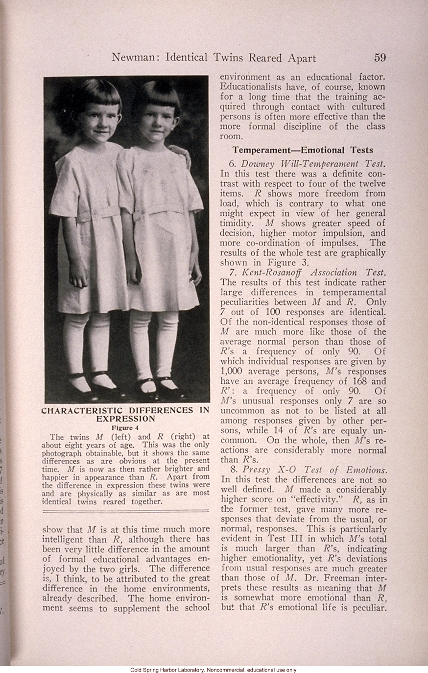 &quote;Mental and Physical Traits of Identical Twins Reared Apart,&quote; by H.H. Newman, <i>Journal of Heredity</i> (vol. 25)