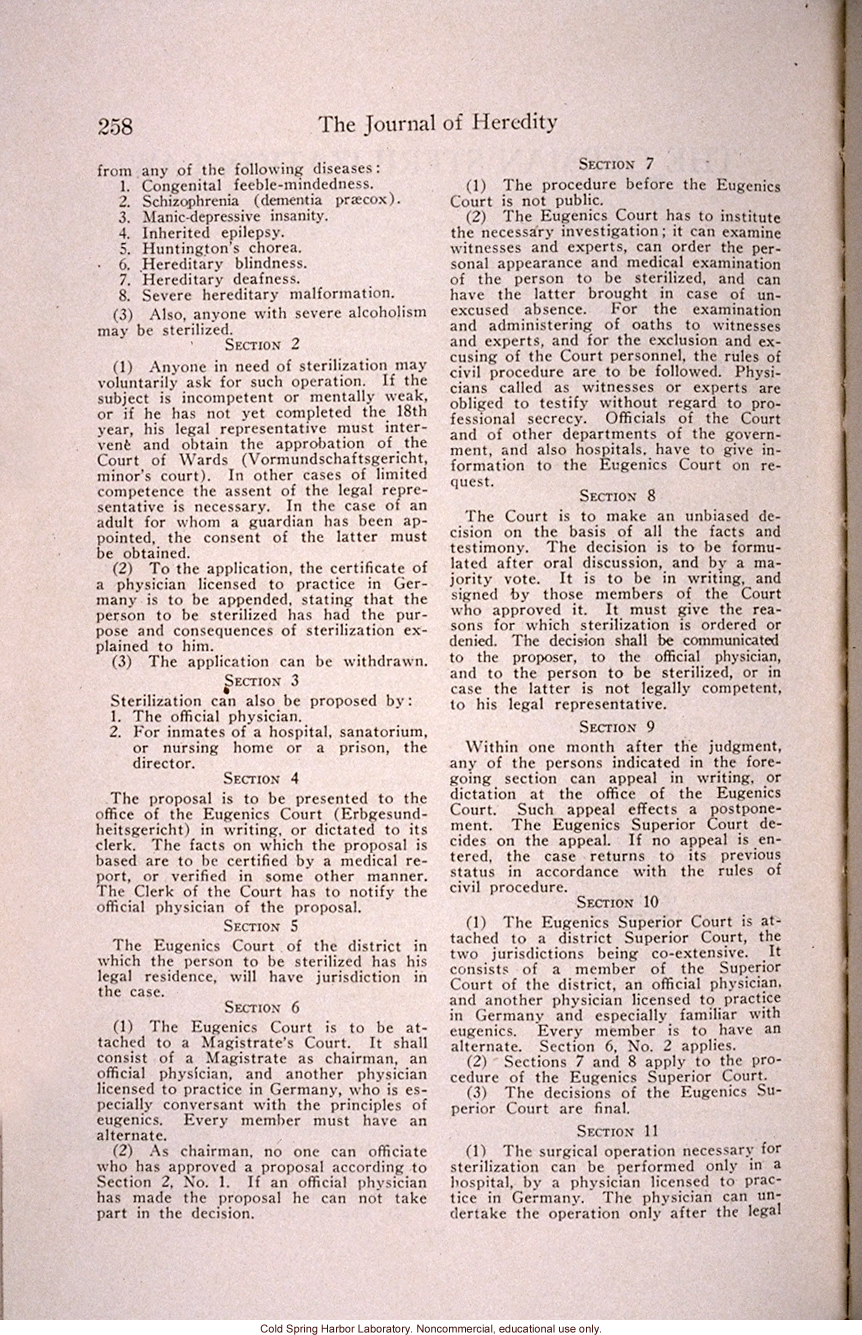 &quote;The German Sterilization Law,&quote; by Paul Popenoe, <i>Journal of Heredity</i> (vol. 25)
