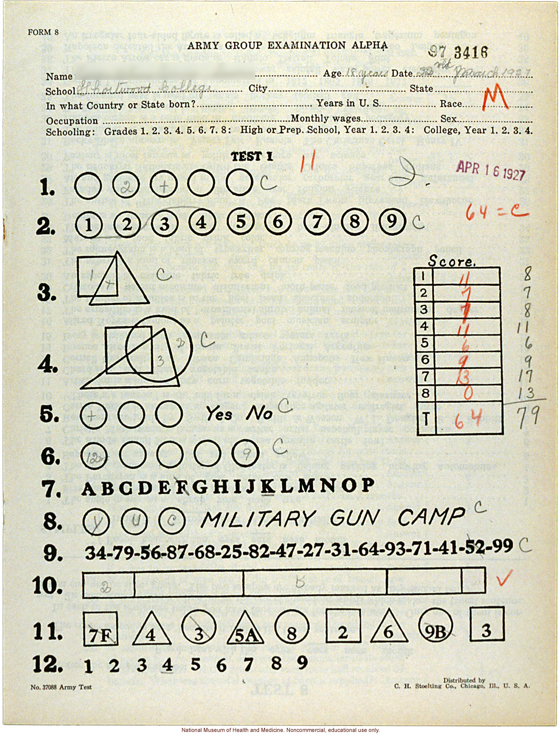 Shortwood College anthropometric case: &quote;Army Group Examination Alpha,&quote; conducted by Morris Steggerda for <i>Race Crossing in Jamaica</i>