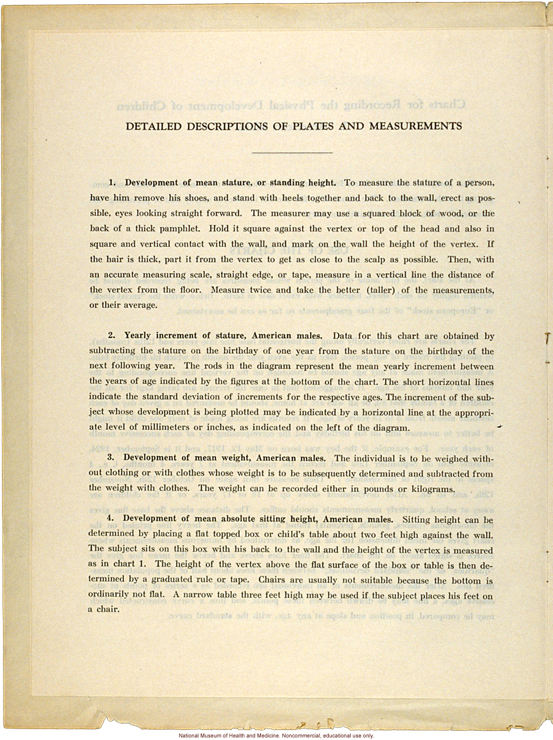 &quote;Physical Development Record for American Males,&quote; Eugenics Record Office (including forms, directions, and growth graphs)