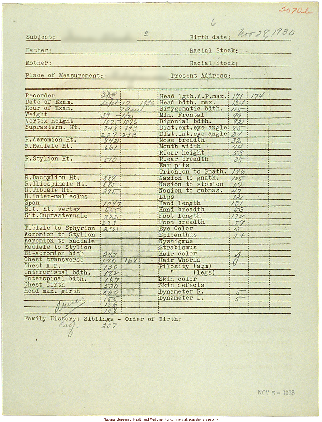 &quote;Growing Series&quote; of Navajo Female age 4-11, Fort Defiance, Arizona (anthropometry, dental charts, and photographs)