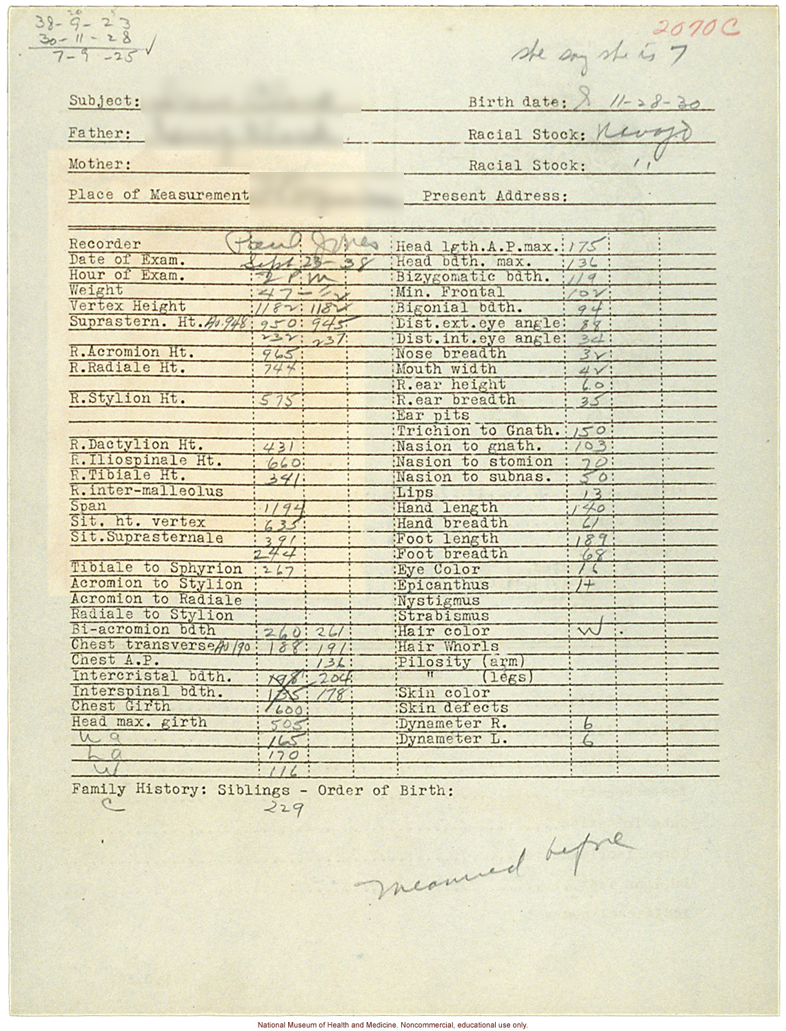 &quote;Growing Series&quote; of Navajo Female age 4-11, Fort Defiance, Arizona (anthropometry, dental charts, and photographs)