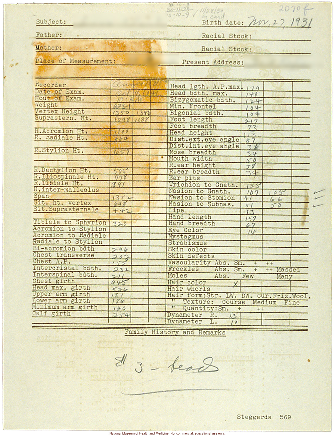 &quote;Growing Series&quote; of Navajo Female age 4-11, Fort Defiance, Arizona (anthropometry, dental charts, and photographs)
