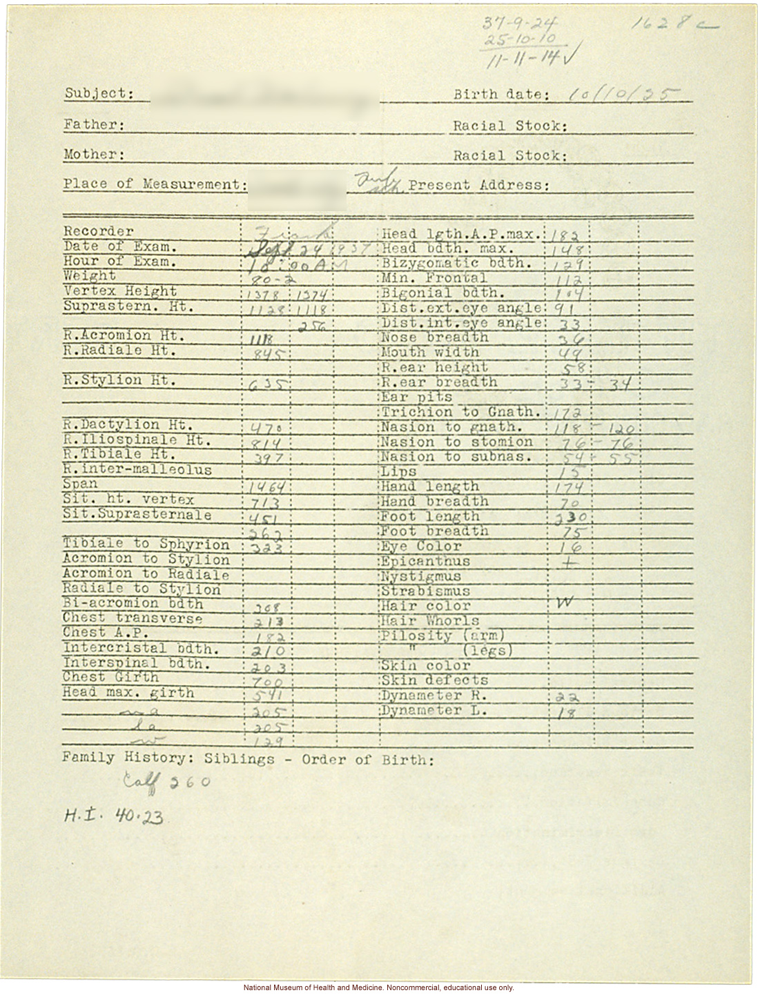 &quote;Growing Series&quote; of Navajo Male age 8-18, Tuba City and Ganado, Arizona (anthropometry, dental charts, and photographs)