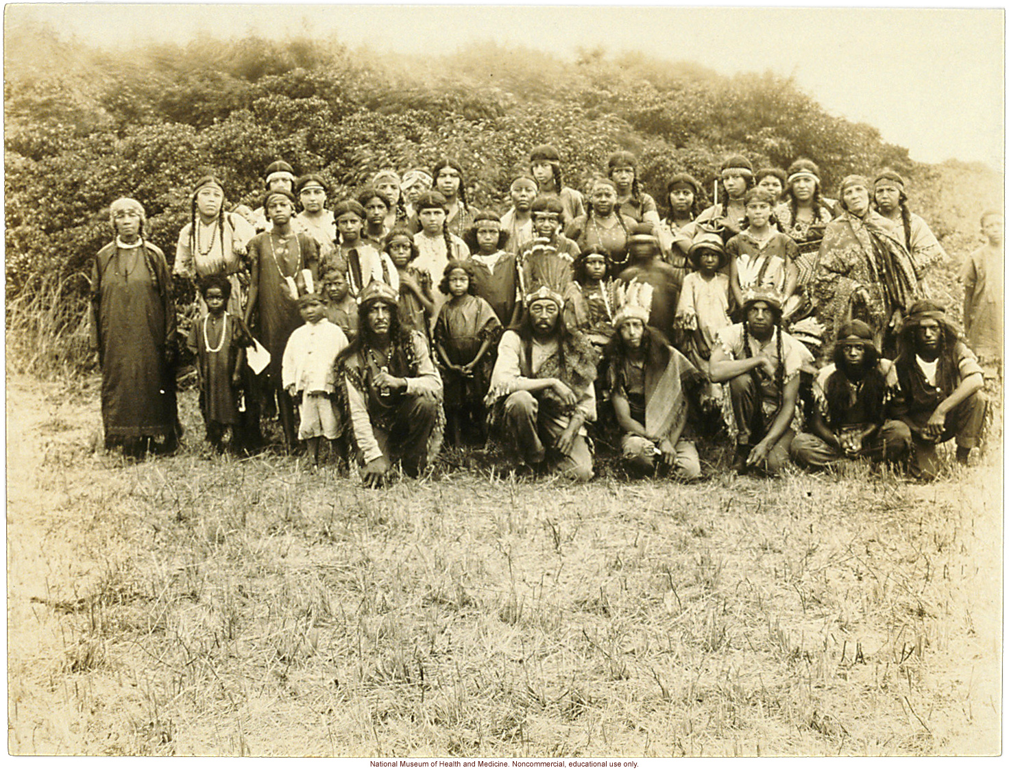 Group photograph of Indians on the Shinnecock Researvation, eastern Long Island (with overlay key)