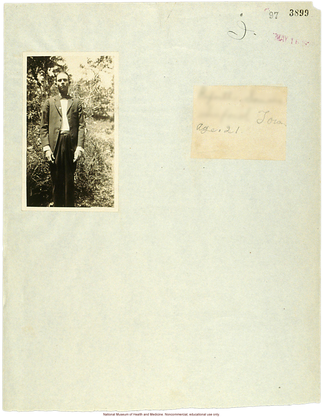 Seaford Town male anthropometric case: photo, measurements, finger prints, Schedule 3, notes; by Morris Steggerda for <i>Race Crossing in Jamaica</i>