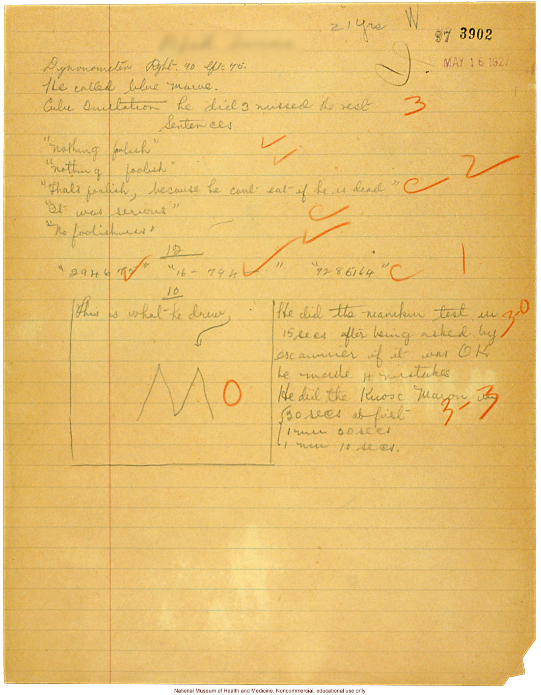 Seaford Town male anthropometric case: photo, measurements, finger prints, Schedule 3, notes; by Morris Steggerda for <i>Race Crossing in Jamaica</i>