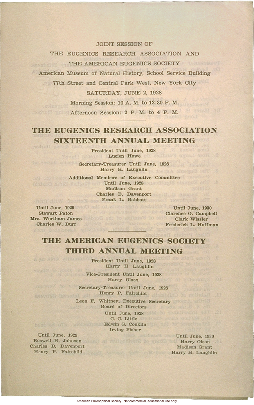 Eugenics Research Association 16th Annual Meeting