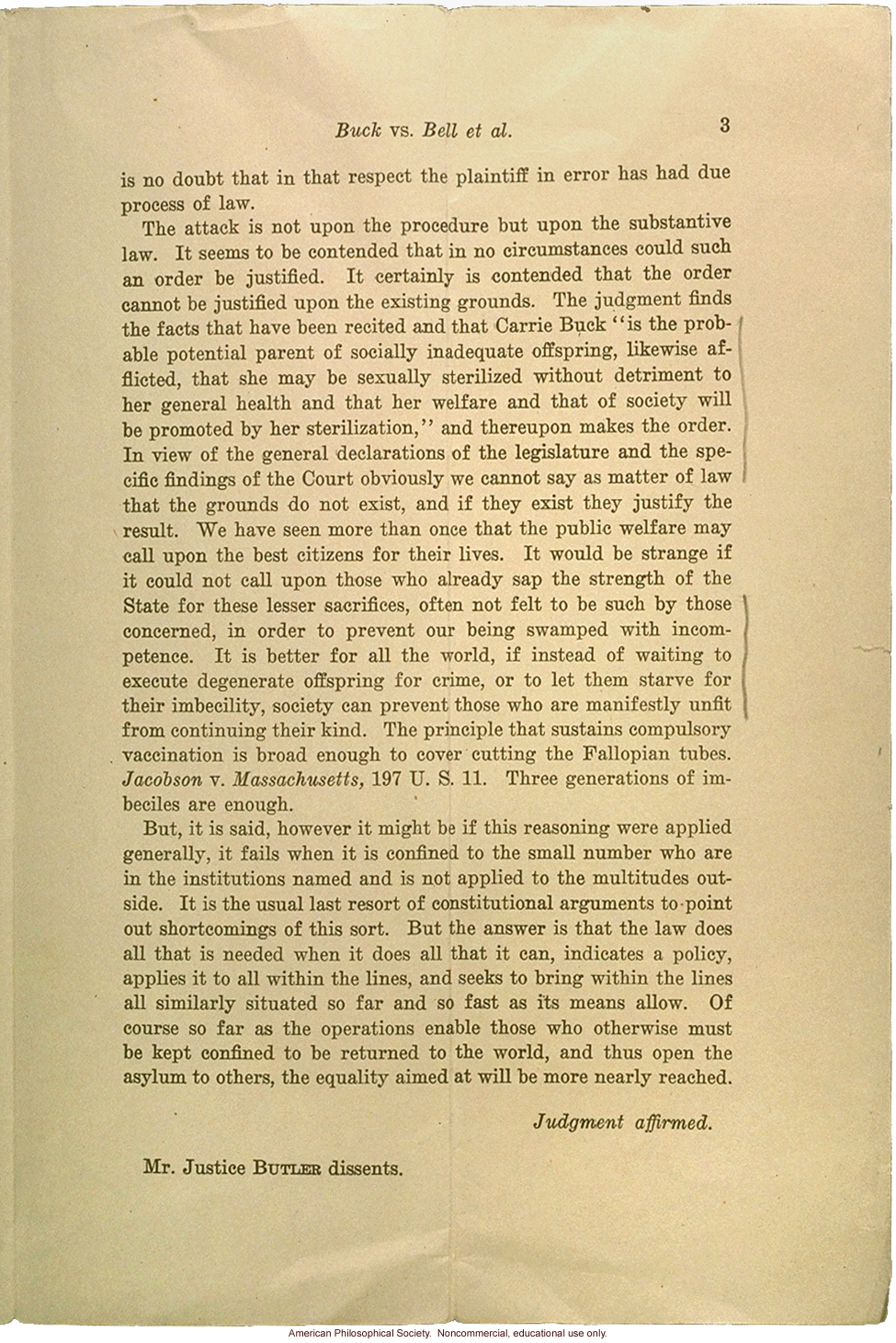 Buck vs. Bell Supreme Court Decision