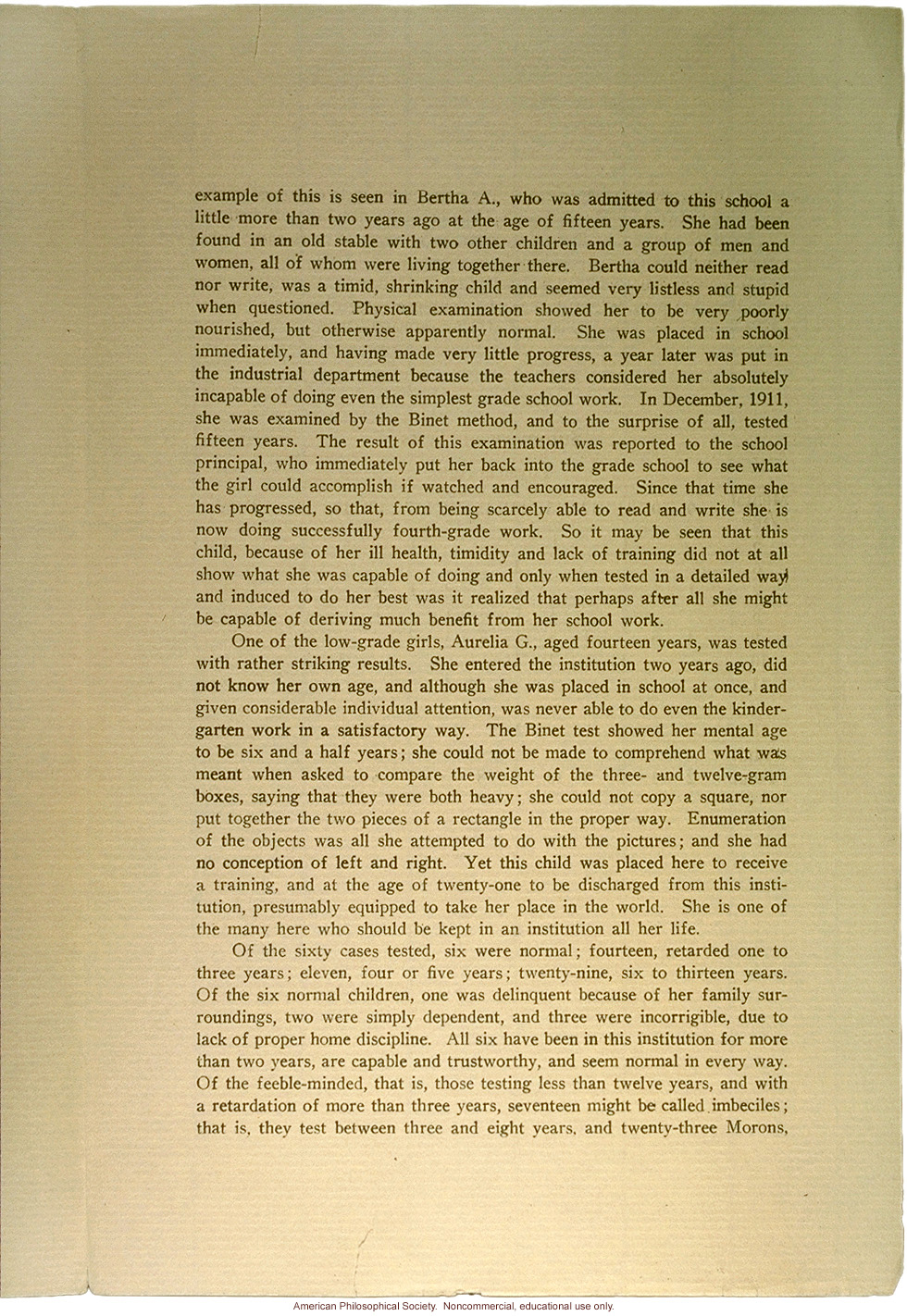 &quote;Delinquent girls tested by the Binet scale,&quote; by Dr. Louise Morrow and Dr. Olga Bridgman, Reprint from The Training School