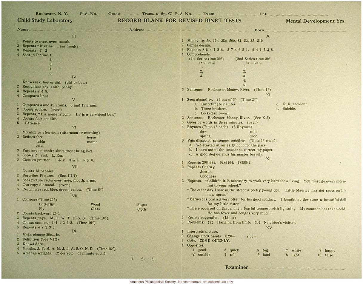 Stanford-Binet Test, Feeblemindedness