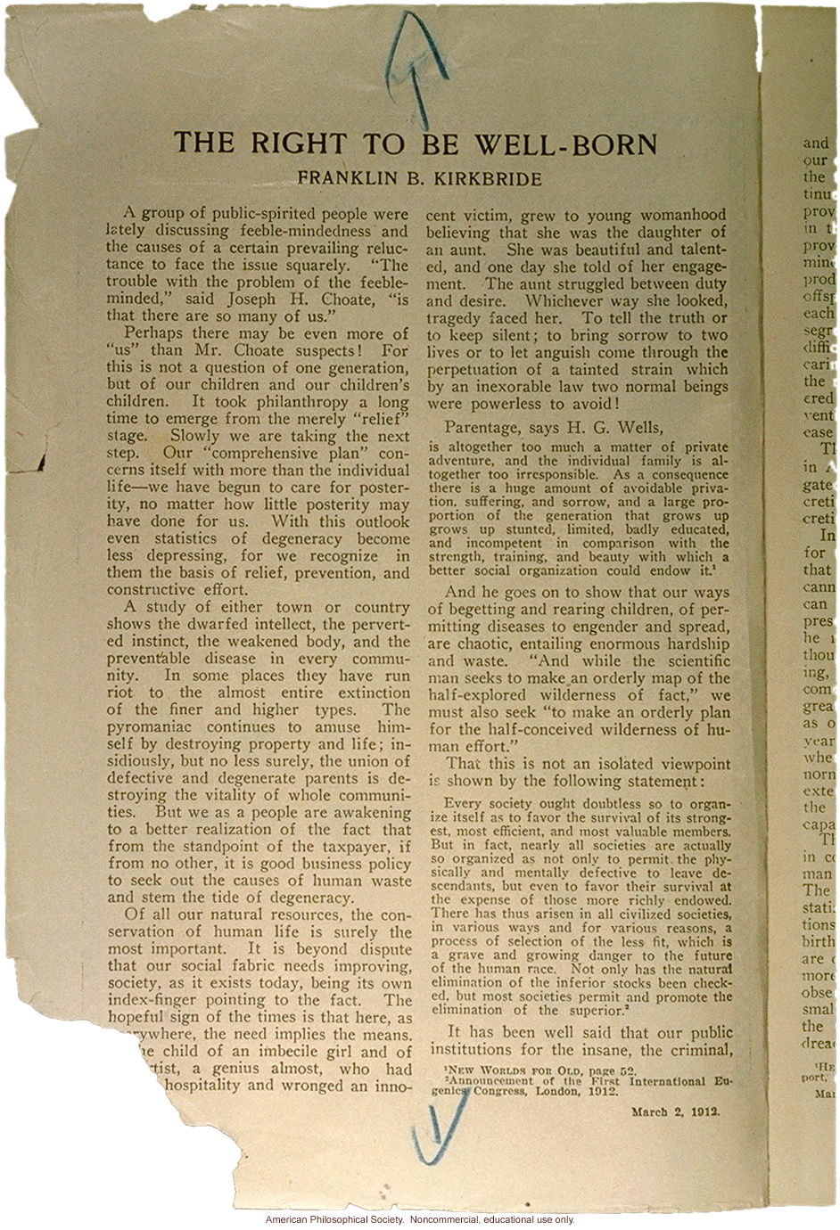 &quote;The right to be well-born,&quote; by Franklin Kirkbride