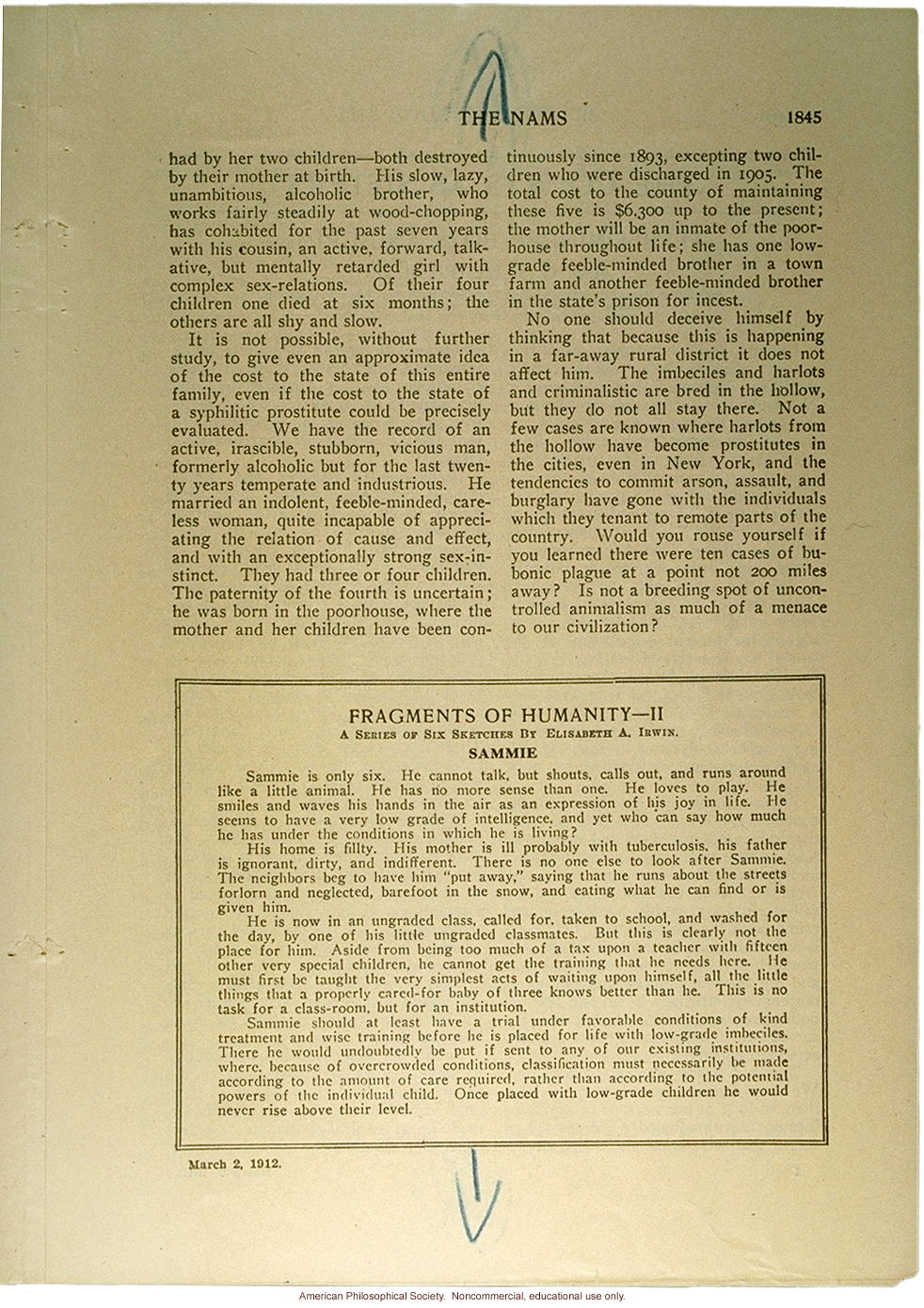 &quote;The Nams: feeble-minded as country dwellers,&quote; by Charles Davenport