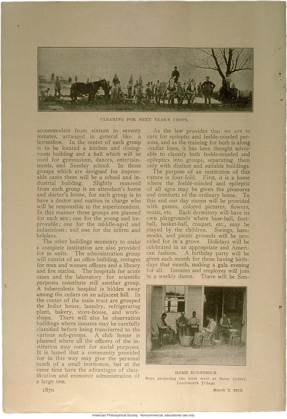 &quote;Letchworth Village: the newest state institution for the feeble-minded and epileptic,&quote; by Charles Little