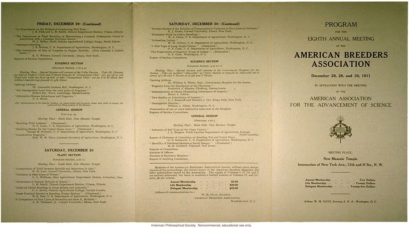 Program of the 8th annual meeting of the American Breeders Association