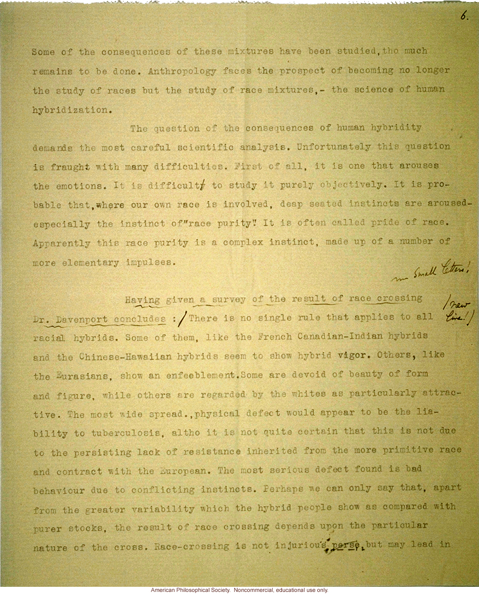 &quote;Race crossing in man,&quote; by C. Davenport