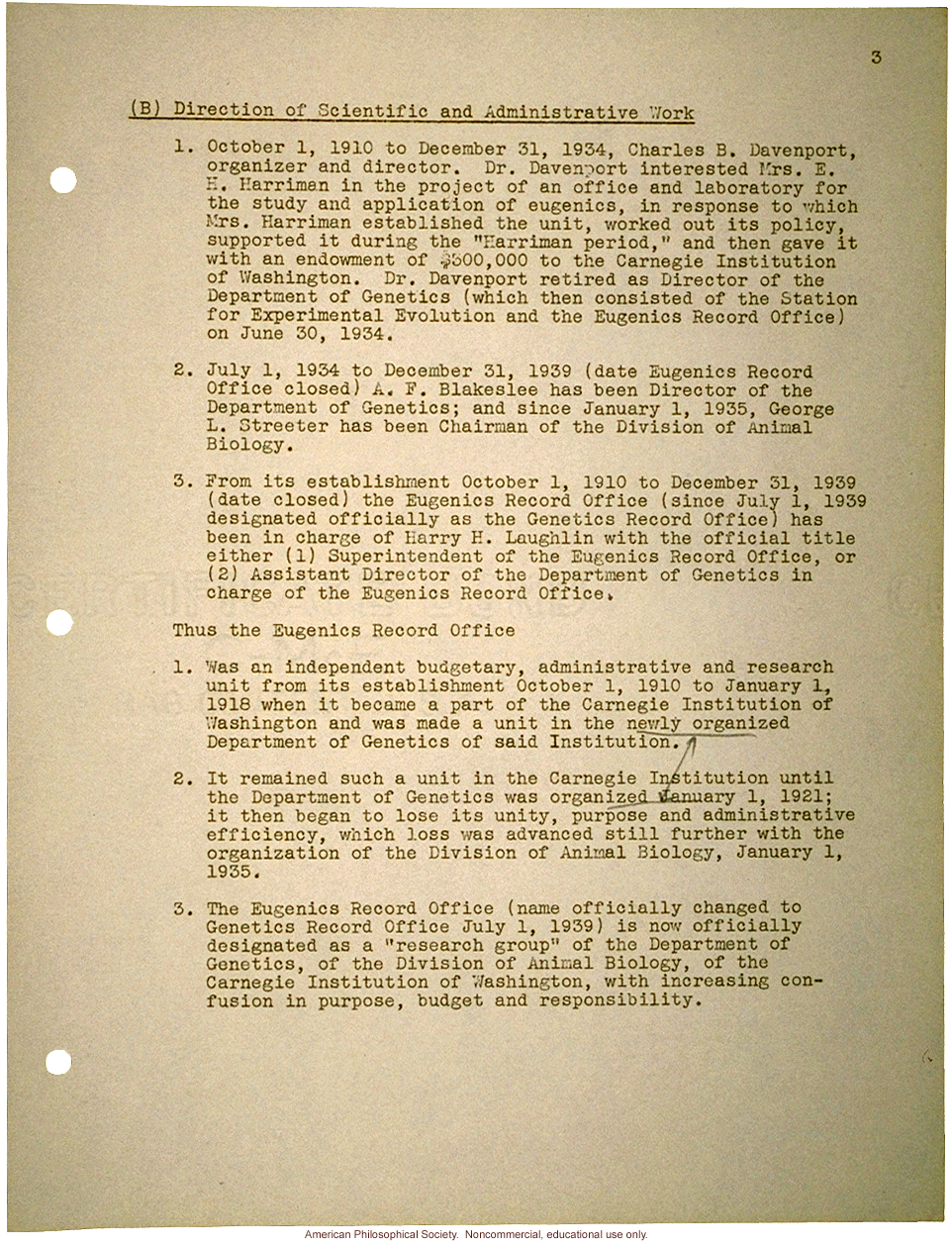 &quote;Notes on the history of the Eugenics Record Office&quote;