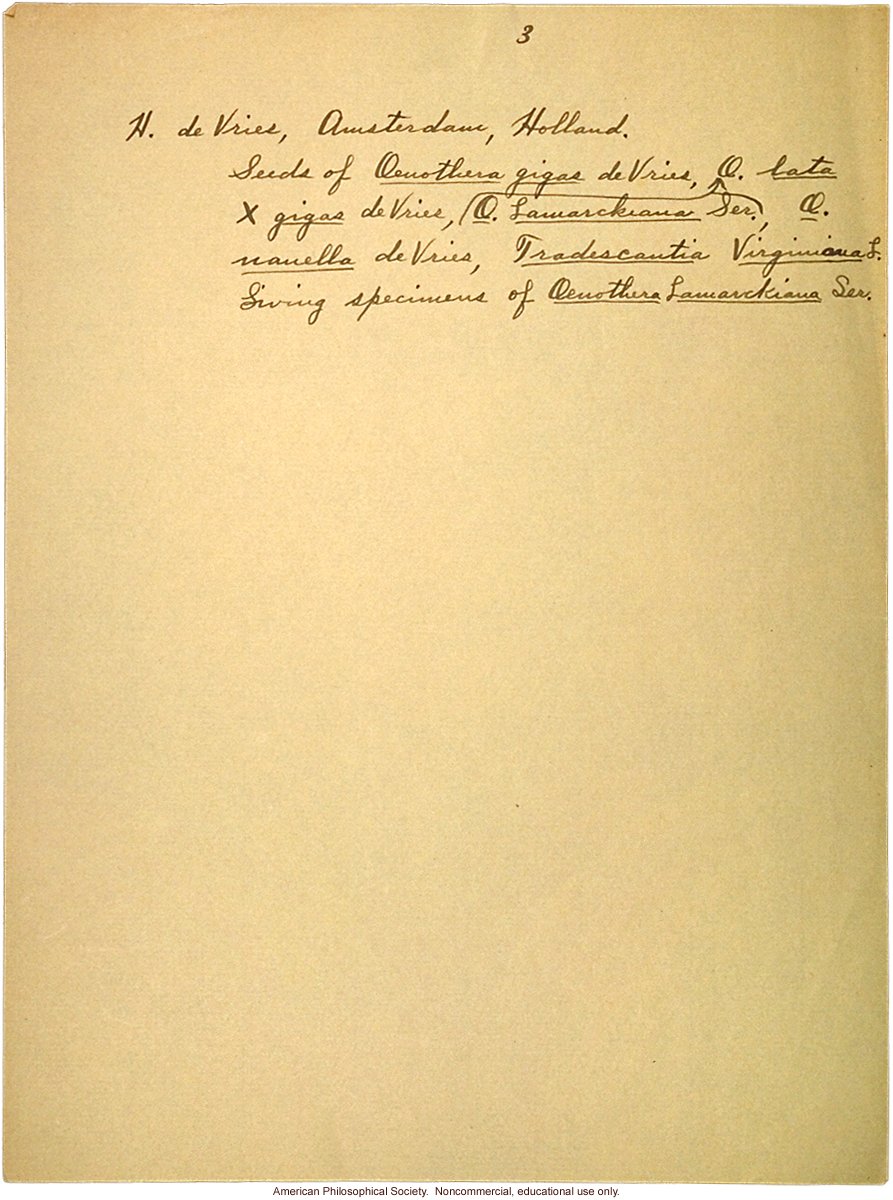 &quote;Gifts received by the Station for Experimental Evolution, May 1, 1904 to Oct. 1, 1905&quote;