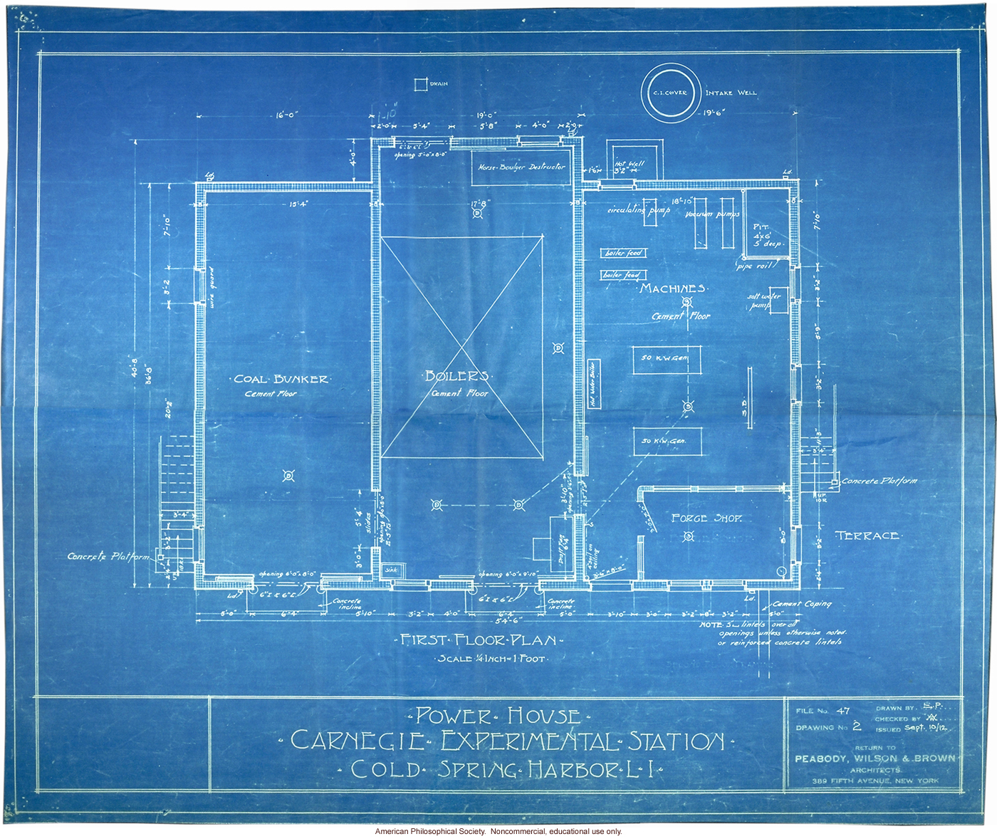 Power house blueprint, Station of Experimental Evolution
