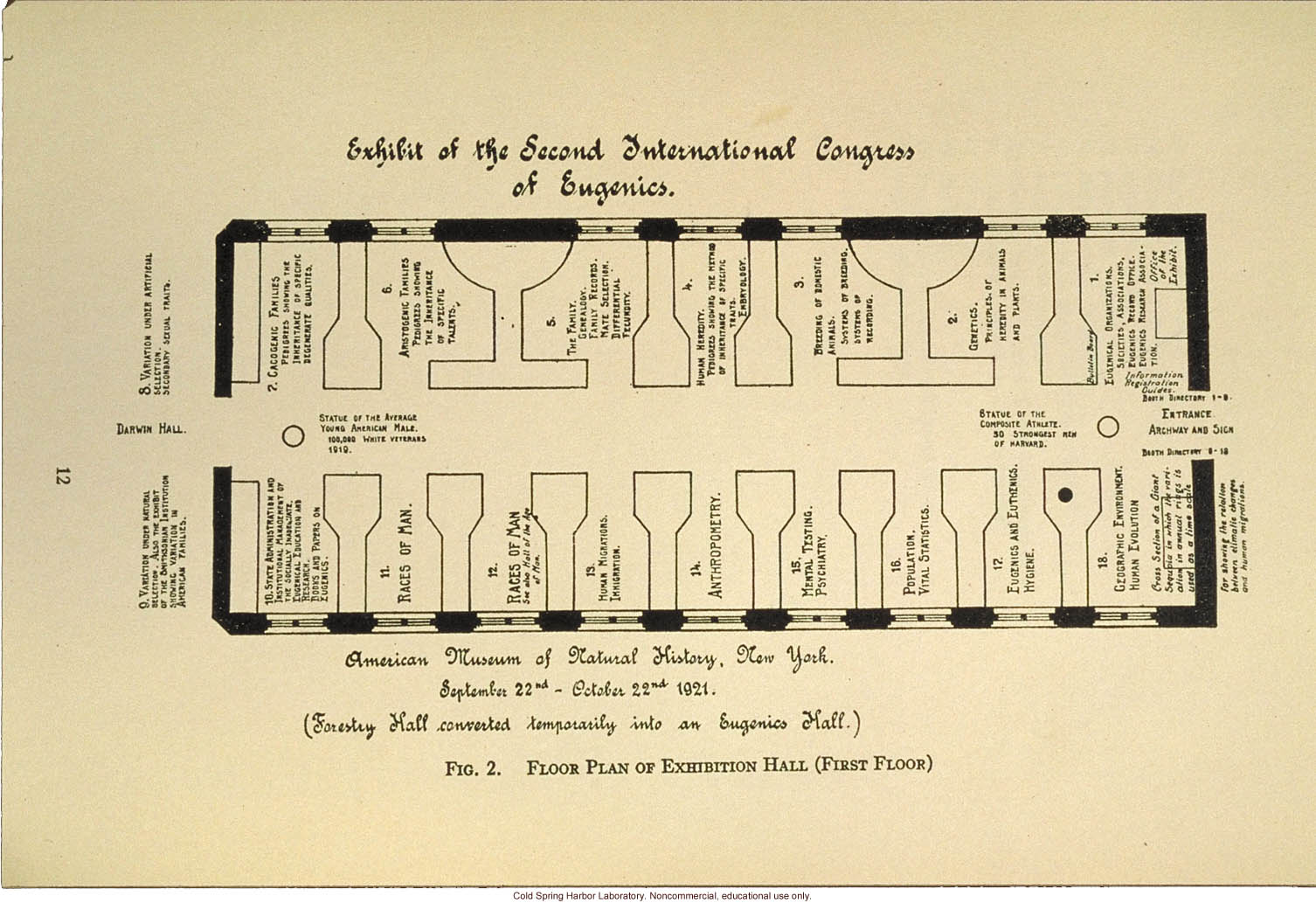 &quote;Exhibit of the Second International Congress of Eugenics,&quote; floor plans of exhibition hall