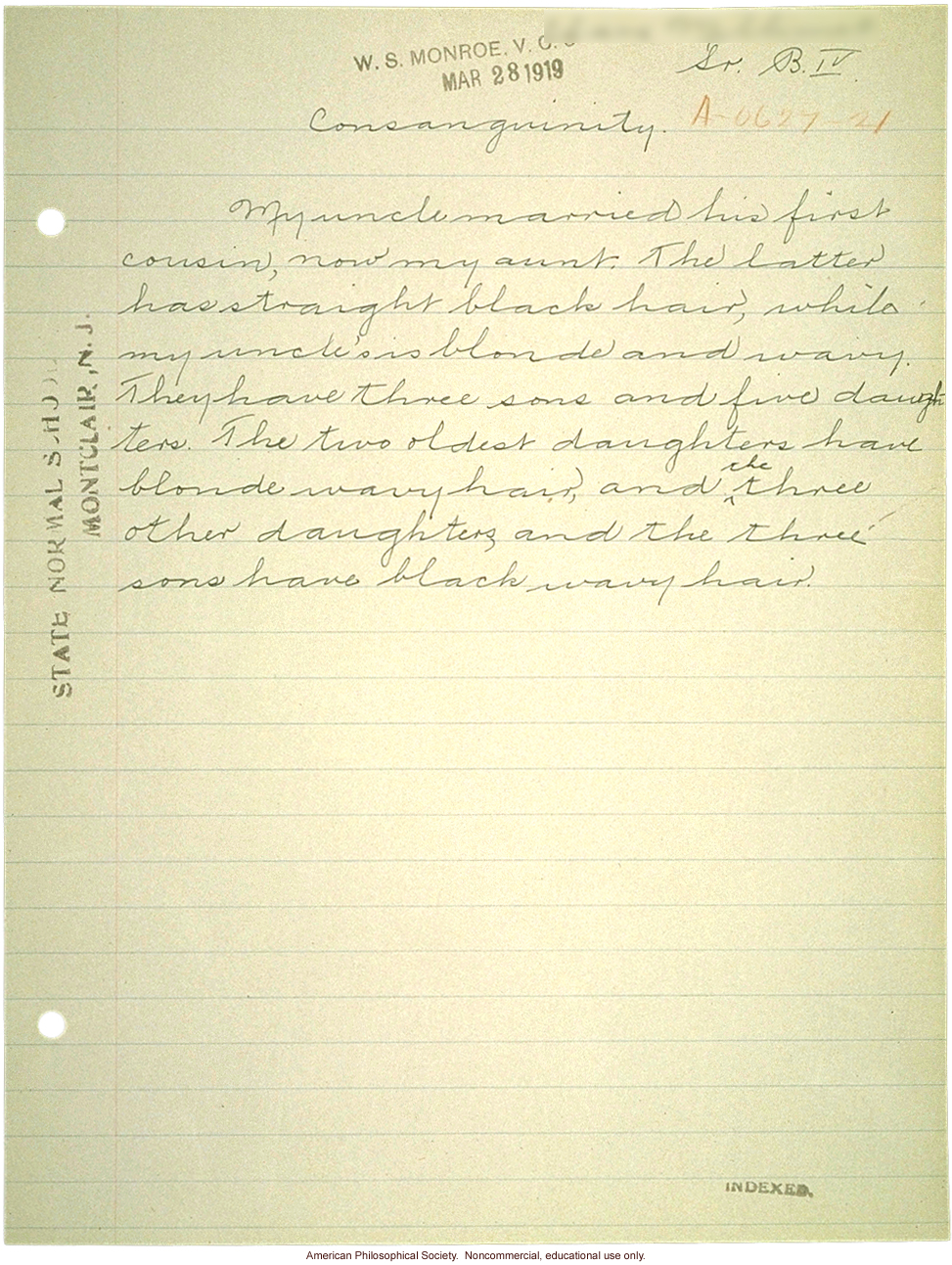 &quote;Consanguinity,&quote; student report, example 2