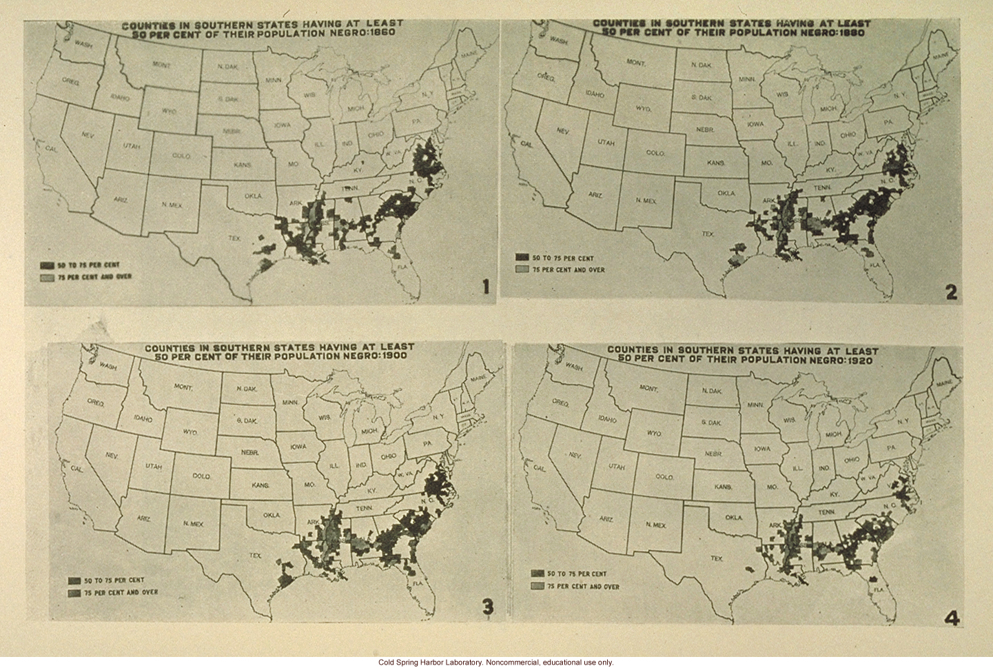 Distribution of counties in the United States with at least 50% Negro population